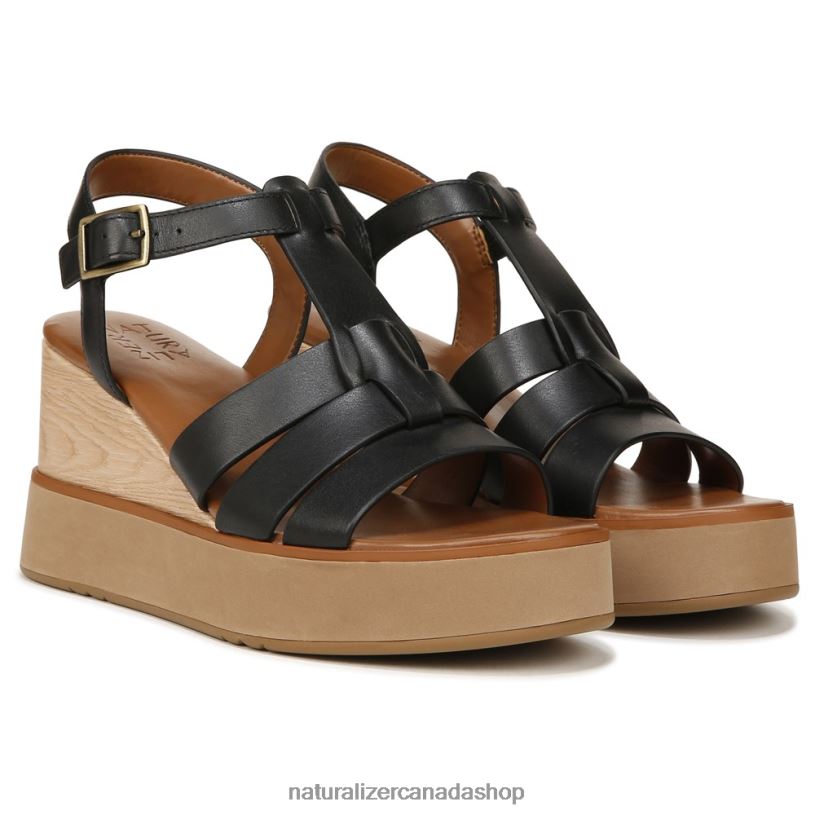 Sandals | CA Naturalizer Women Barrett Wedge Sandal Black Leather 8LFNB360