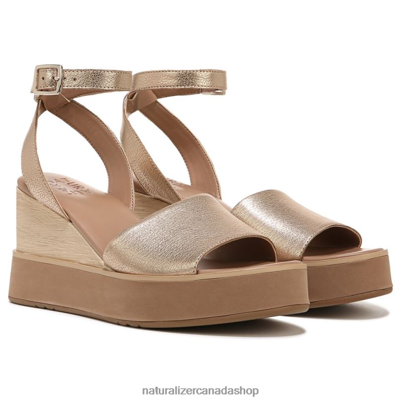 Sandals | CA Naturalizer Women Brynn Wedge Sandal Soft Gold Leather 8LFNB363