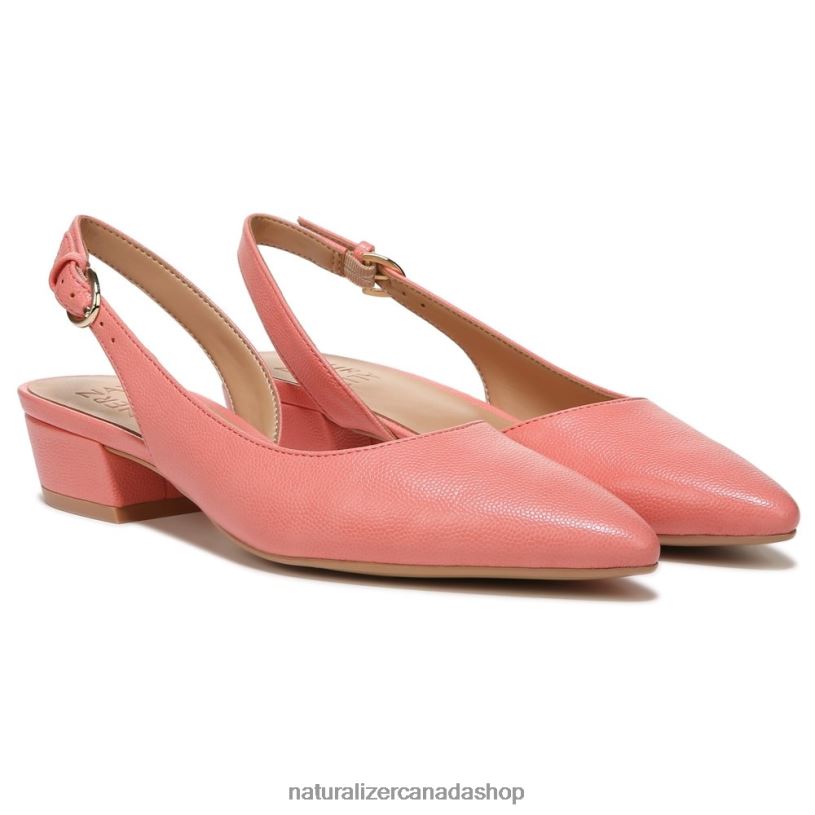 Flats | CA Naturalizer Women Banks Pointed Toe Flat Coral Peach Leather 8LFNB90