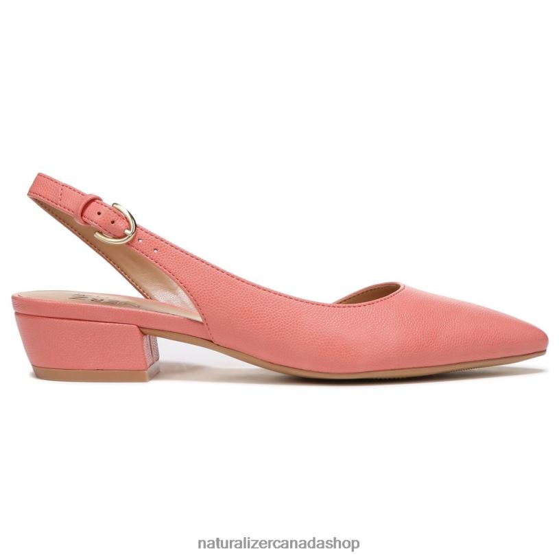 Flats | CA Naturalizer Women Banks Pointed Toe Flat Coral Peach Leather 8LFNB90