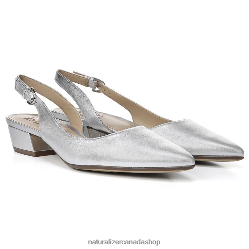 Flats | CA Naturalizer Women Banks Pointed Toe Flat Silver Leather 8LFNB80