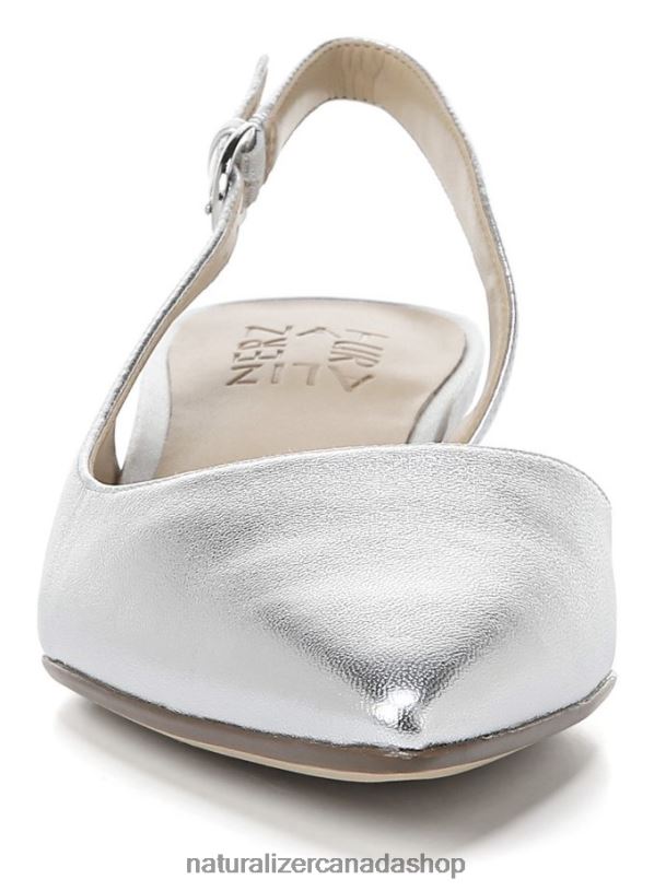 Flats | CA Naturalizer Women Banks Pointed Toe Flat Silver Leather 8LFNB80