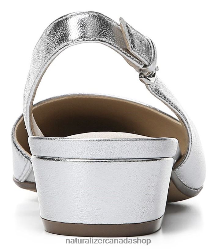 Flats | CA Naturalizer Women Banks Pointed Toe Flat Silver Leather 8LFNB80