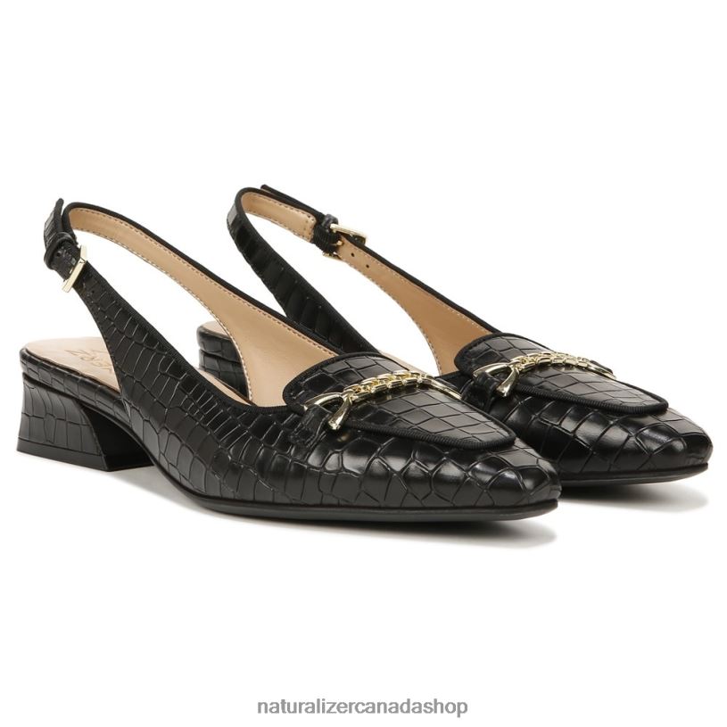 Flats | CA Naturalizer Women Lindsey Slingback Flat Black Leather 8LFNB57