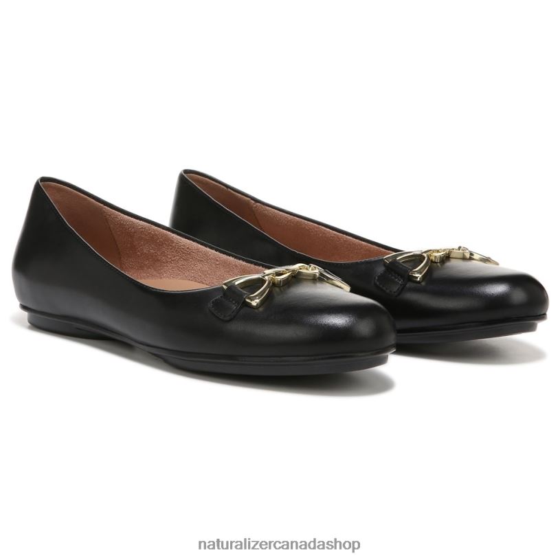Flats | CA Naturalizer Women Maxwell Bit Flat Black Leather 8LFNB54