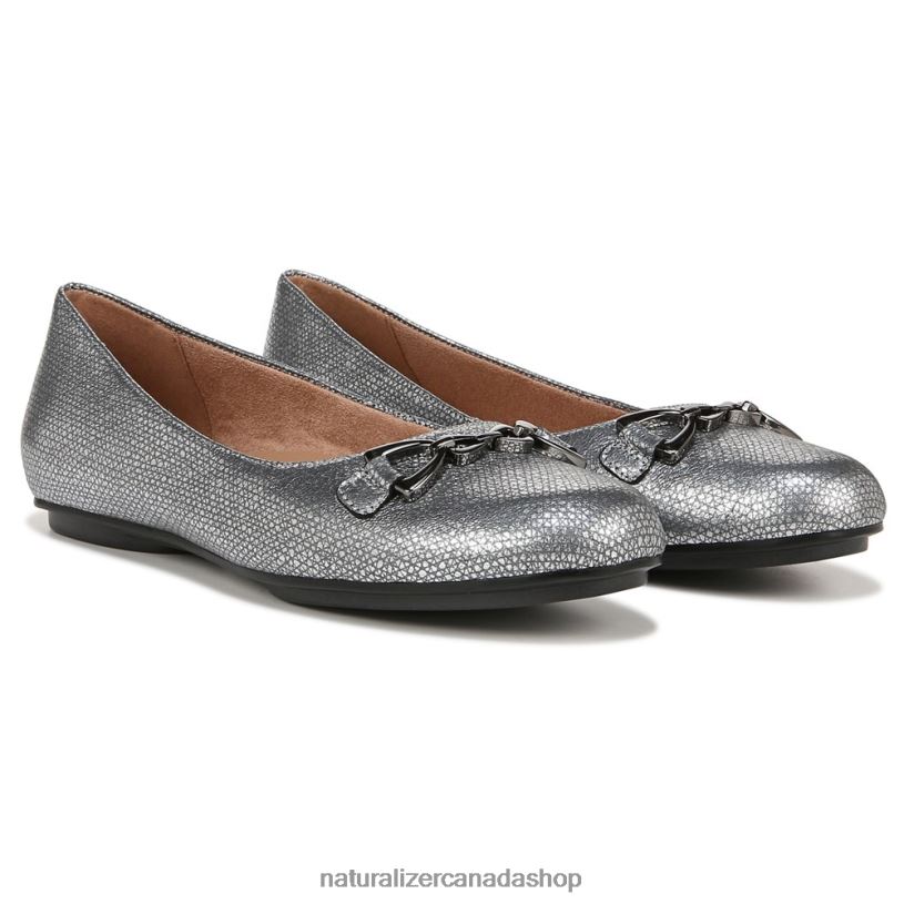 Flats | CA Naturalizer Women Maxwell Bit Flat Silver Leather 8LFNB52