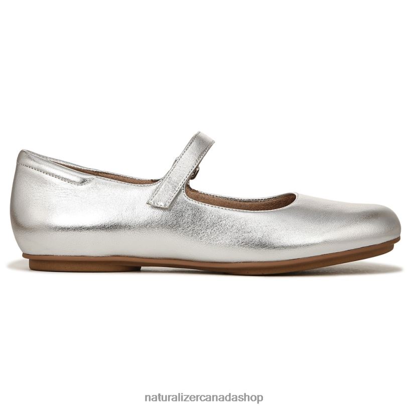 Flats | CA Naturalizer Women Maxwell Mary Jane Flat Silver Leather 8LFNB49