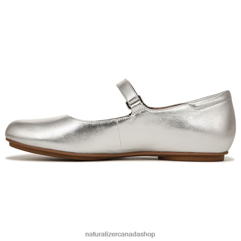Flats | CA Naturalizer Women Maxwell Mary Jane Flat Silver Leather 8LFNB49