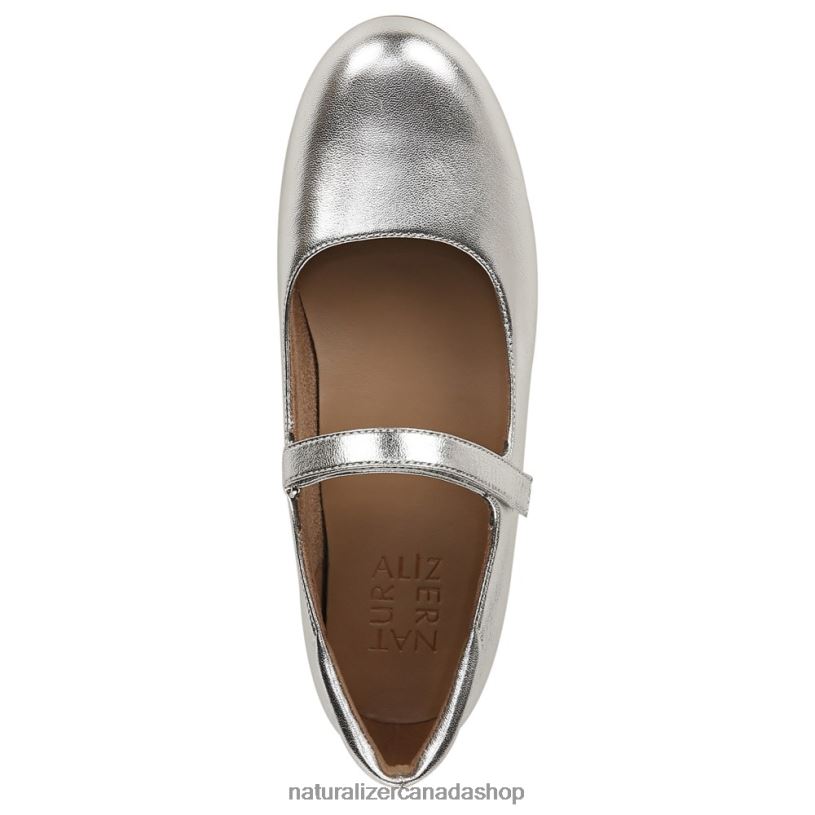 Flats | CA Naturalizer Women Maxwell Mary Jane Flat Silver Leather 8LFNB49