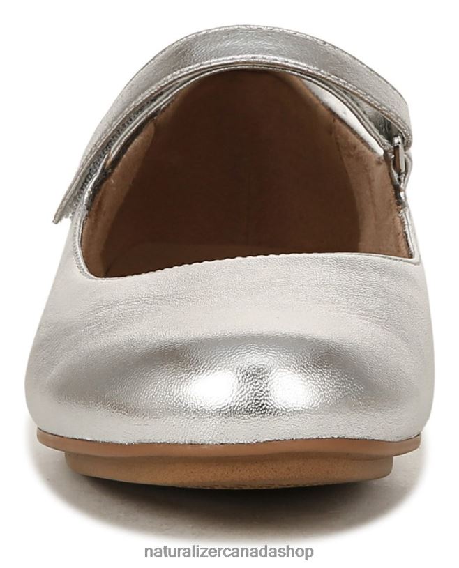 Flats | CA Naturalizer Women Maxwell Mary Jane Flat Silver Leather 8LFNB49