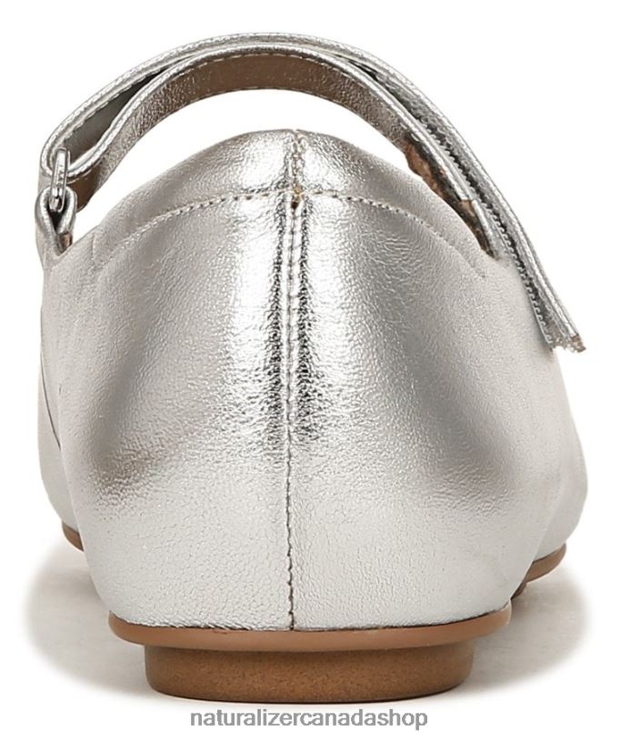 Flats | CA Naturalizer Women Maxwell Mary Jane Flat Silver Leather 8LFNB49