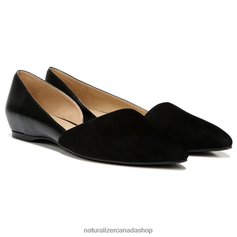 Flats | CA Naturalizer Women Samantha D'Orsay Flat Black Leather/Suede 8LFNB242
